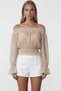 Women's beige madonna collar chiffon blouse alc-x15479