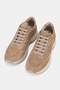 Women's Beige Suede Genuine Natural Leather Eva Sole Lace-Up Sneaker Casual Shoes - 3