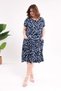 Women's Navy Blue Tiger Pattern Loose Dress with Pockets, Compatible with Standard Sizes 42-54, Flexible Dress - 4