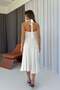 Neck Tie Detail Interlock Fabric Dress - White - 3