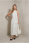 Women's White Polka Dot Pleated Backless Satin Dress Yy101406 - 4