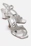 Women's Galvanized Heel Covering 3-Piece Stone Heeled Sandals Silver Crinkled