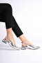 Vienna Women's Silver Wrinkled Open-Back Low Heel Shoes - 2