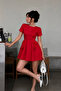 Women's Short Sleeve Ruffle Detailed Mini Flared Dress - 3