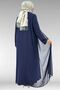 62016 Plus Size Sandy-Chiffon Dress with Stone Detail - Navy Blue - 5