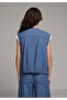 Regular Fit Women's Mid Indigo Denim Vest - 2