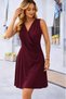 Women's Strappy Double-Breasted Collared Short Janjan Crepe Dress with Pleated Detail on the Front - 2