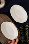 4464 Beliz Set of 2 Porcelain Kayık Plates - Oval Breakfast Serving Set 20cm - 3