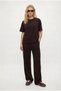 Morena Women's Elix Modal Touch Crew Neck Elastic Waist Pocketed Brown Top and Bottom Set - 4