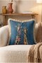 Petrol Ground Colorful Two Giraffe Patterned Fringed Throw Pillow Cover - Cream Tassels Modern Cover