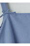 Blue Square Collar Girl's Poplin Dress - 5