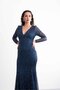 Transparent Sleeves, V-Neck, Stone Print, Fish Model, Tail, Stylish Evening Dress - 7