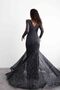 Transparent Sleeves, V-Neck, Stone Print, Fish Model, Tail, Stylish Evening Dress - 2