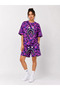 Oversized fit pubg bape x shark embroidered pocket shorts set - purple