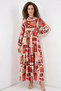 Women's Hakim Collar, Gathered Waist, Patterned Viscose E. Orange Hijab Dress - 7