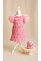 Girls' Evening Dress with Pompom Sleeves and Pearl-Embellished Bag Set - Stylish Formal Dress - 3