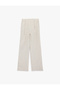 High Waist Wide Leg Linen Blend Trousers with Pocket Detail - 3