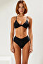 Women's Bikini Set Triangle Cap Knotted Top Without Underwire High Waist Slip Bottom Knitted Raschel Quality - 4