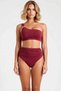 Women's Bikini Set One-Shoulder Covered High Waist Slip Diver Knitted Fabric Accessory Sleeveless Top Bottom Set - 4