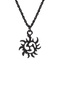 Japanese ninja sun shuriken necklace - black color with twist chain - 2