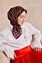 وشاح حرير تويل منقوش باللون الأحمر - 4