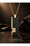 Stainless Steel Premium Gold Black Men's Necklace with Cubic Zircon Detail - 4
