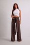 High Waist Belt Detailed Wide Leg Loose Stylish Women's Trousers