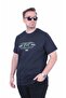 Men's Large Size Crew Neck T-Shirt Start 26136 Navy Blue