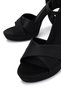 Women's Faux Leather Black Satin Heeled Shoes - 4