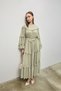 Women's Ruffled Layered Chiffon Dress with Lace Detail - Green - 4