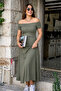 Women's Off-Shoulder Long Summer Single Jersey Fabric Dress - 2