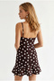 Women's Brown Polka Dot Adjustable Strap Mini Dress with Draped Detail Elb-19002650 - 6
