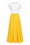 Women's High Waist Plain Yellow Lined Long Viscose Skirt
