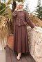 Brown Zippered Jacket and Skirt Set with Elastic Stoppers