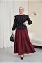 Lace Detailed Wide Collar Poplin Shirt with Elastic Sleeves - Black - 3