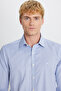 Men's Blue Khaki Non-Ironing 100% Cotton Slim Fit Classic Collar Dobby Shirt - 4