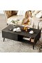 Coffee Table with Storage, 105 x 55 x 41.5 cm 2-Tier Living Room Center Table with Wave Sliding Doors, Modern Wooden Tea Table for Home & Office - 7