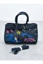 B36037 Graffiti Patterned Denim Women's Hand and Shoulder Bag