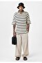 Oversize Striped Zippered Collar Knitwear T-Shirt - 4