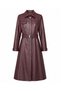 Belted Faux Leather Trench Coat - 4