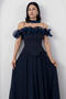 Strapless Collar Ruffle Chiffon Dress Drp562 - 3