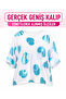 Plus Size V-Neck Shiny Printed Stoned Off Shoulder Loose Capri Sleeve Women's Blouse - 2