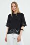 Lace Detailed Crew Neck Casual T-Shirt