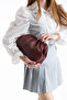 Burgundy Knitted Detailed Clutch Portfolio and Shoulder Bag