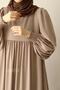 Asya Balloon Sleeve Dress Beige - 6