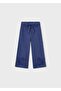 Girl's Embroidered Cuffed Trousers Navy Blue