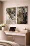 Modern 2-Piece Glass Painting Set with Gold Leaf and Natural Texture - Silver Metal Framed Home and Office Painting - 2