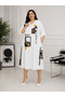 Plus Size Hooded Zipper Dress with Print Detail and Loose Cut Sleeves for Women