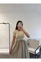 Women's Poplin Fabric Dress with Belt at the Waist - 5