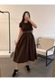 Women's Poplin Fabric Dress with Belt at the Waist - 5